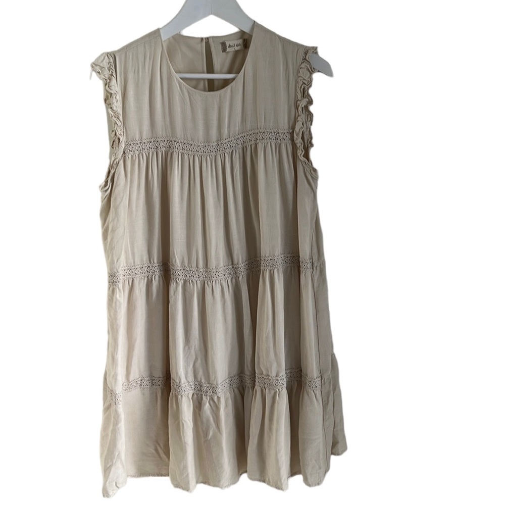 Altar’d State Cream Flutter Sleeve Cream Babydoll Dress